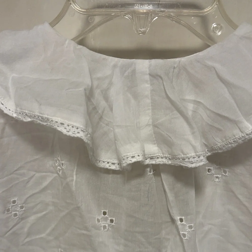 Madewell White Eyelet Ruffle Puffy Sleeve Blouse Top Brand New - Picture 12 of 15